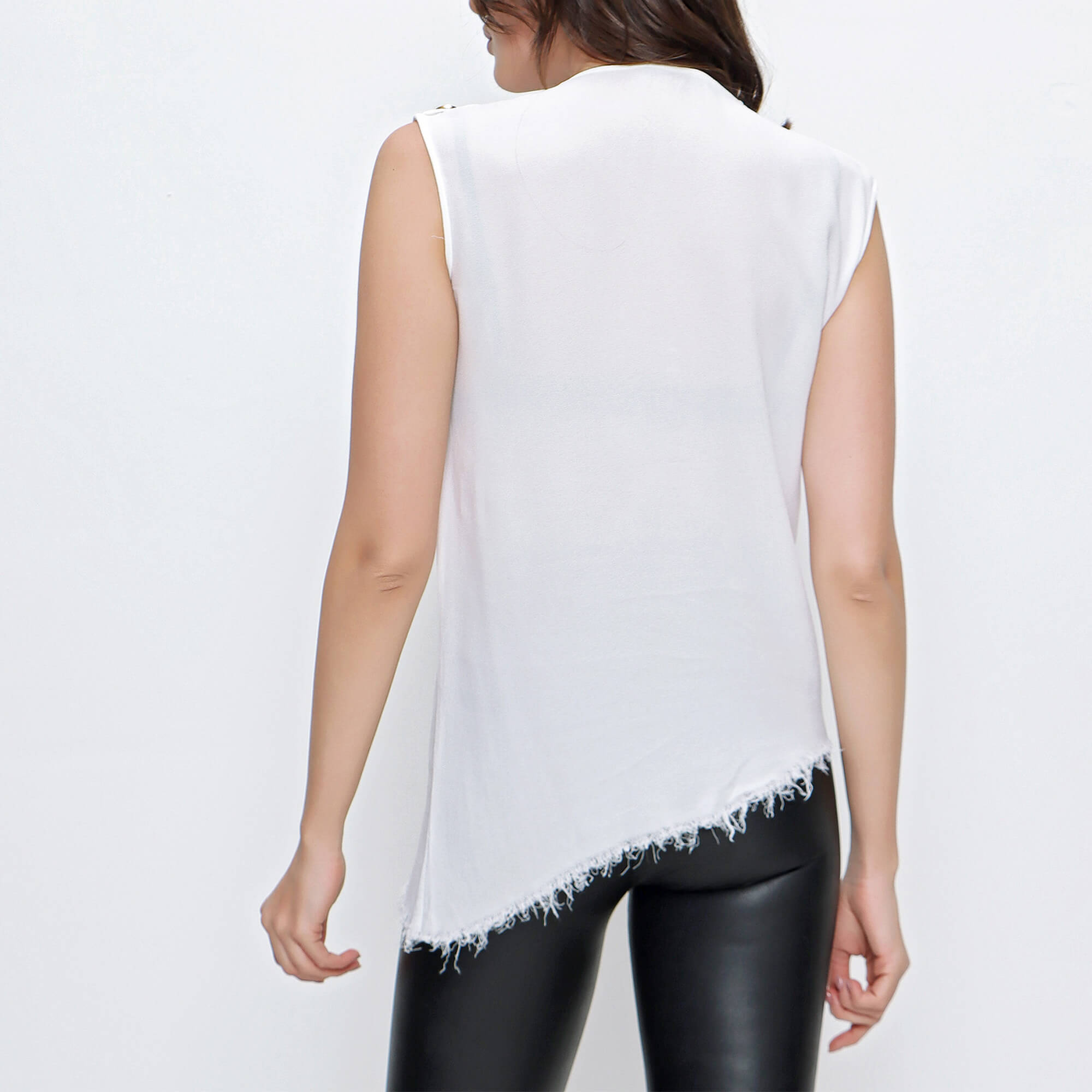 Balmain - White Viscose Sleeveless Blouse